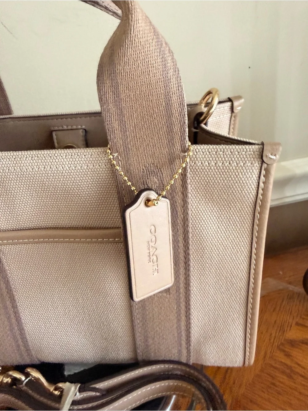 Coach NWT Smith 24  Small Canvas Satchel in Beige and Tan with crossbody strap